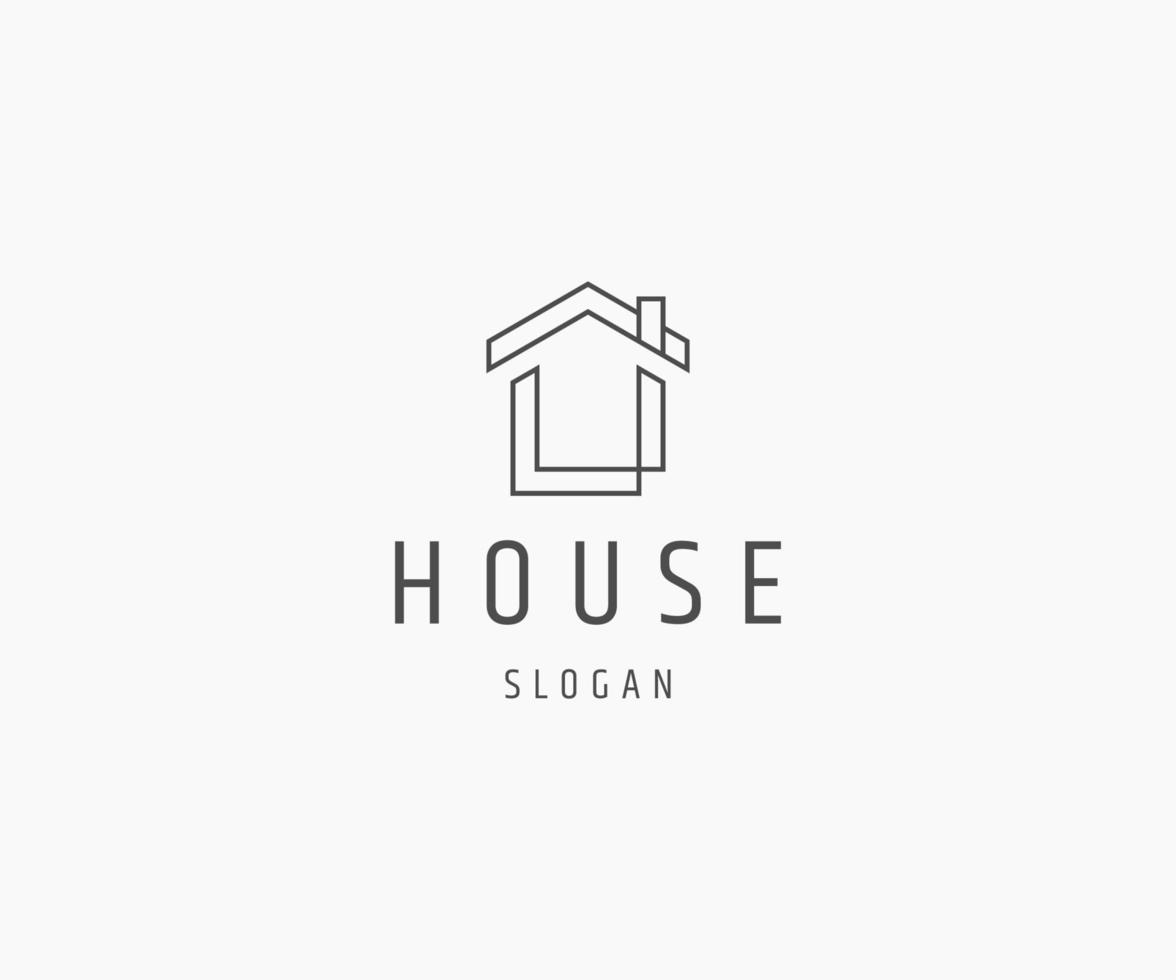 House line art logo icon design template vector