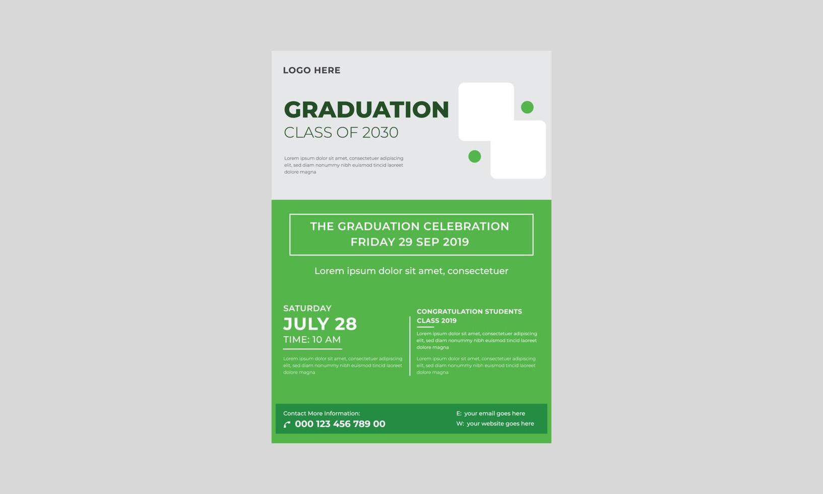 Elegant Graduation Flyer template, Graduation party template or flyer design, Vector school party invitation flyer.