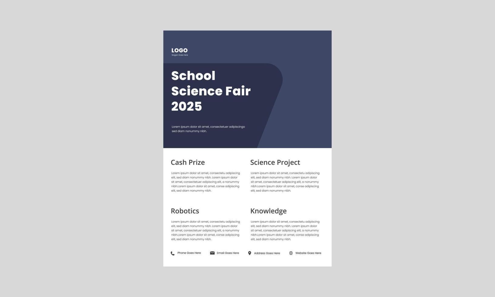 science fair flyer design template. school college university science fair poster leaflet design. kids science fair flyer design. vector