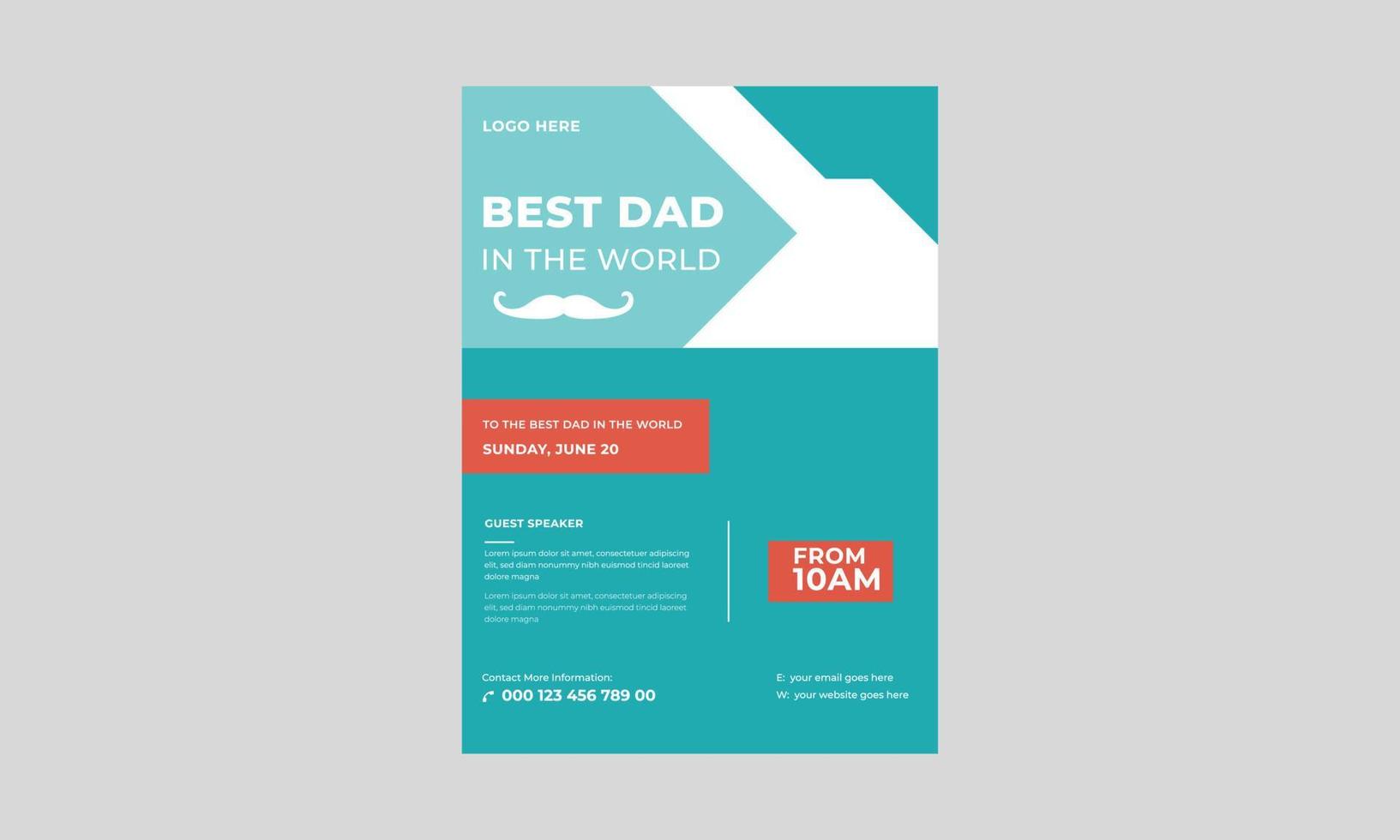 Happy Father's Day Flyer, Vector father's day flyer template, Father's day template for love dad concept.