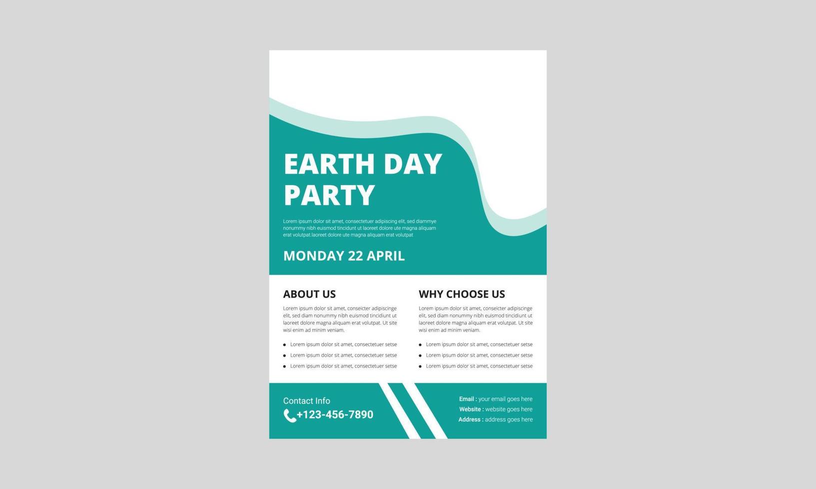 Earth Day Flyer Template Design. International Mother Earth Day Flyer. Environmental problems and environmental protection, cover, A4 size, flyer, leaflet, poster design vector