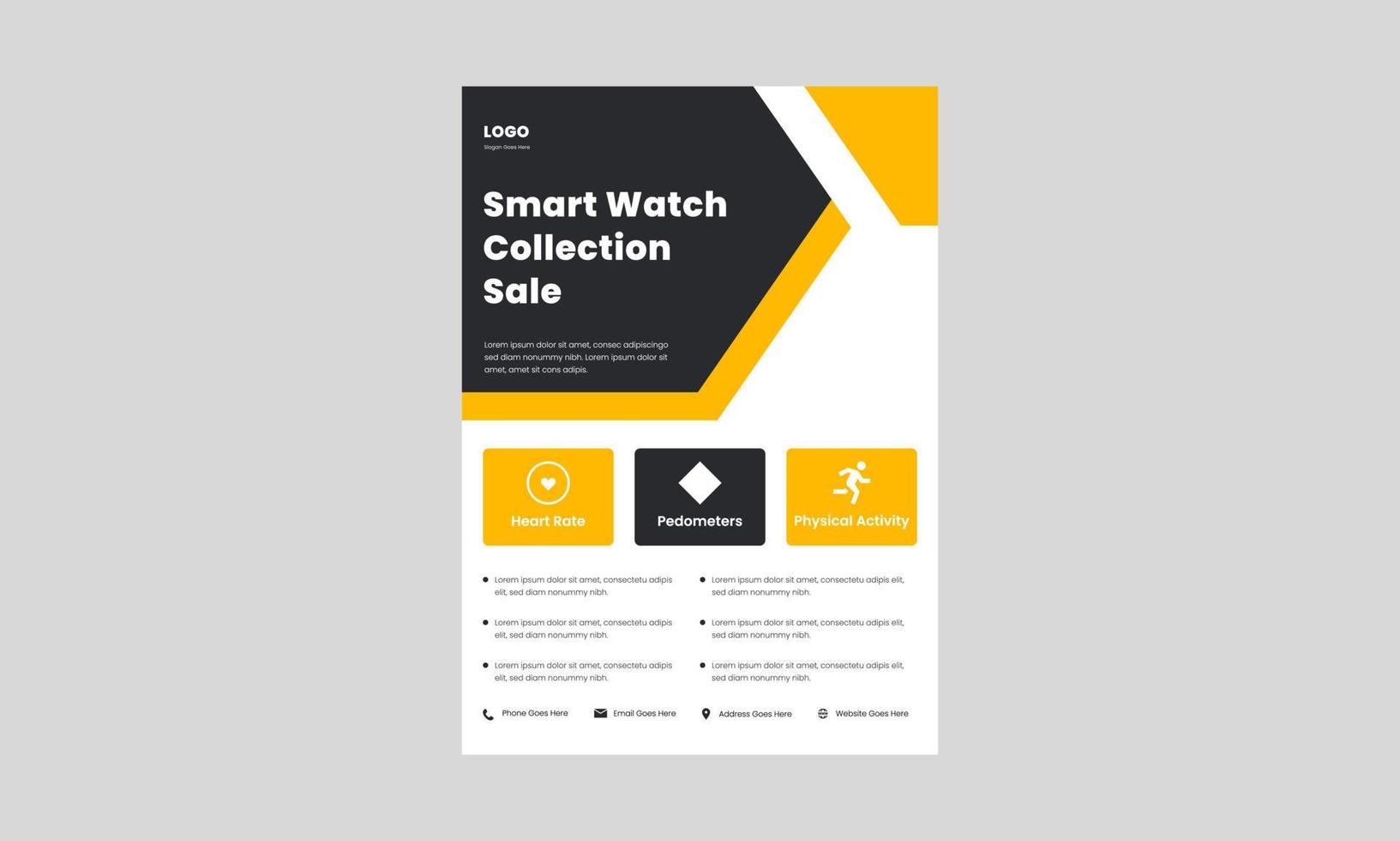 smart watch promotion flyer design template. premium smart watch collection flyer design. smart watch flash sale flyer design. vector