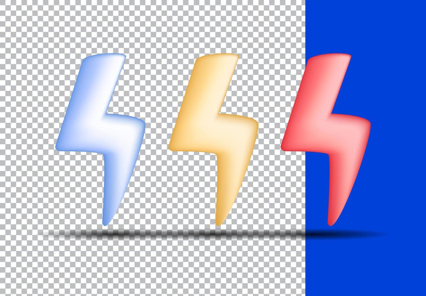 3d set thunderbolt icon vector design