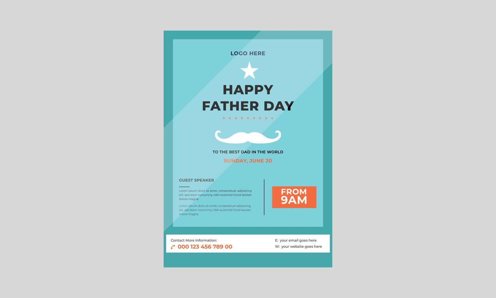 Happy Father's Day Flyer, Vector father's day flyer template, Father's day template for love dad concept.