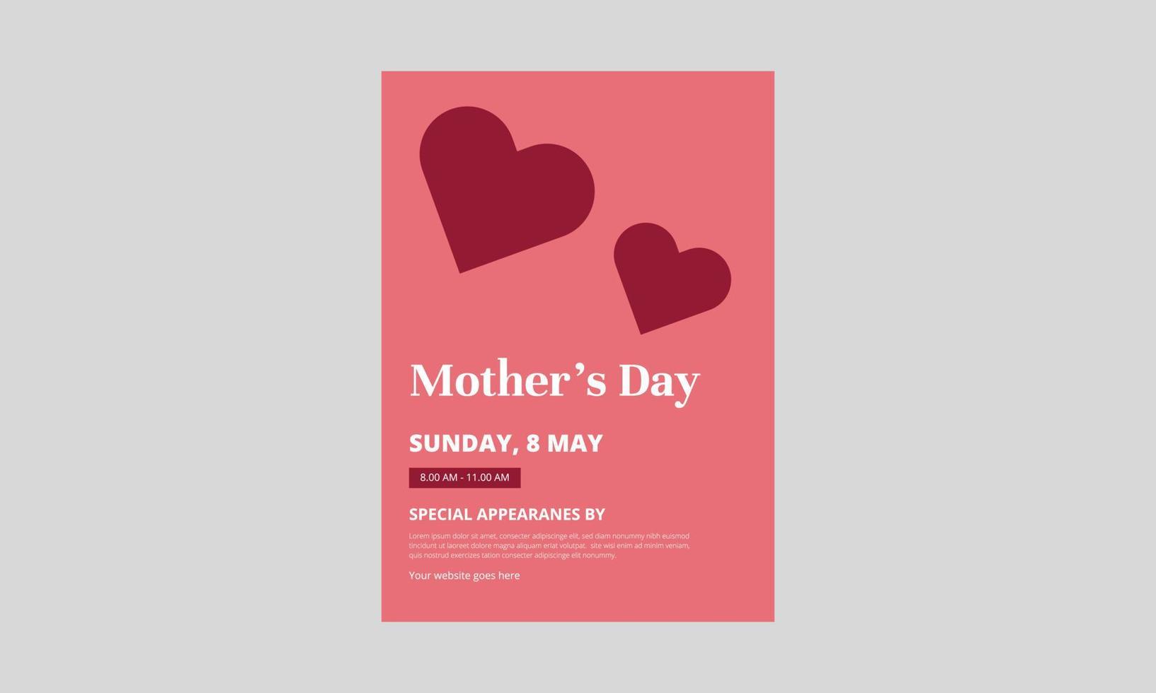 diseño de plantilla de volante del día de la madre. diseño de folleto de feliz día de la madre. portada, póster, tamaño a4, diseño de volante vector
