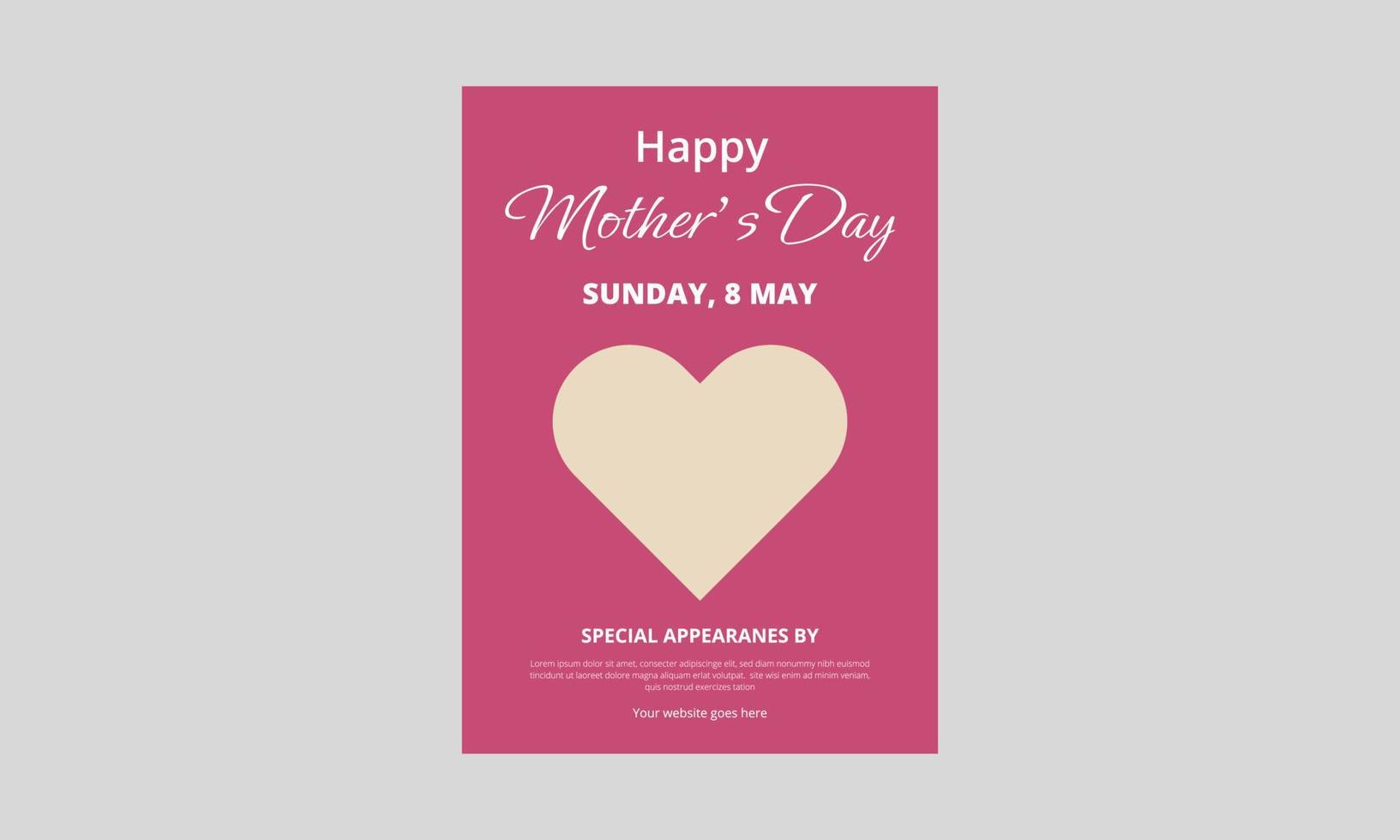 Mother's Day Flyer Template Design. Happy Mother's day Flyer Leaflet Design. Cover, Poster, A4 Size, Flyer design vector