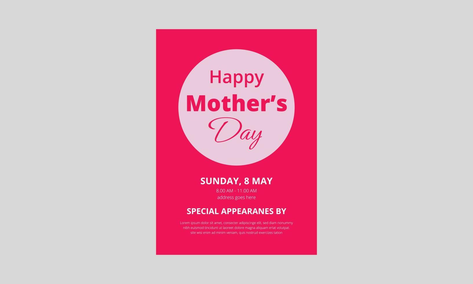 Mother's Day Flyer Template Design. Happy Mother's day Flyer Leaflet Design. Cover, Poster, A4 Size, Flyer design vector