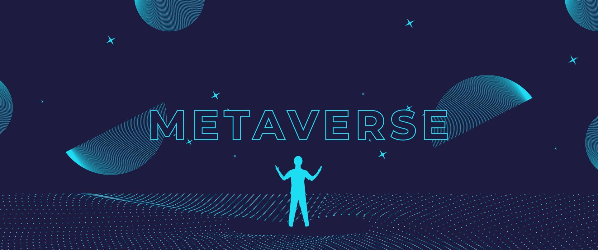 Businessman standing silhouette and Digital Contour curve dot and line and wave with wireframe. The concept for metaverse and VR technology vector