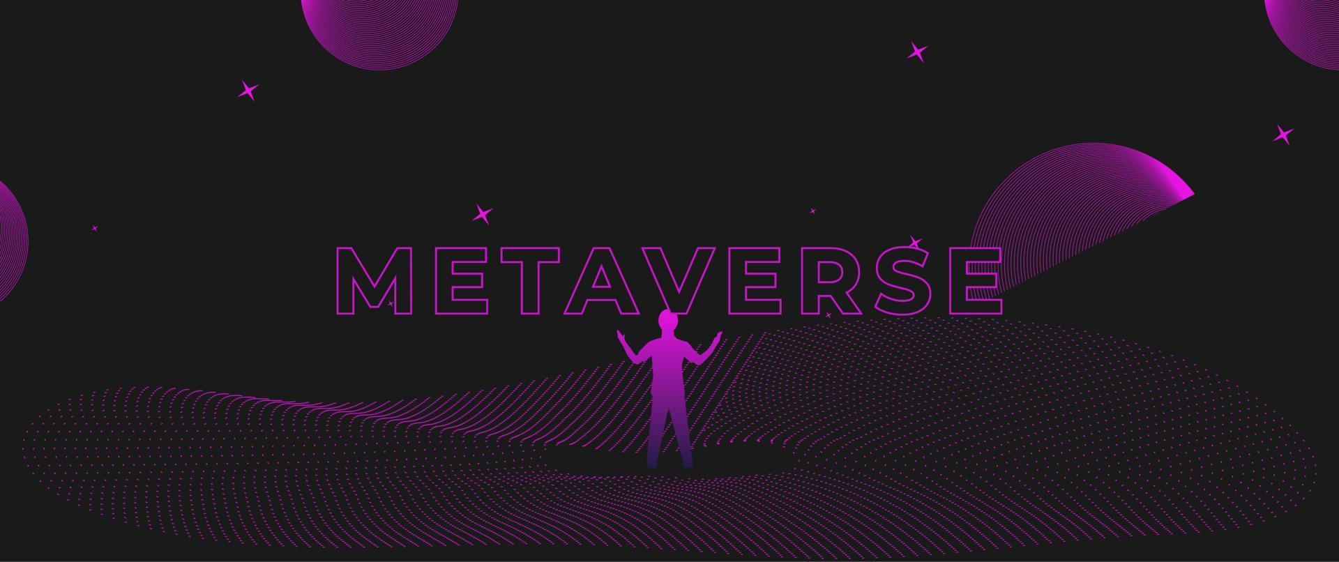 Businessman standing silhouette and Digital Contour curve dot and line and wave with wireframe. The concept for metaverse and VR technology vector