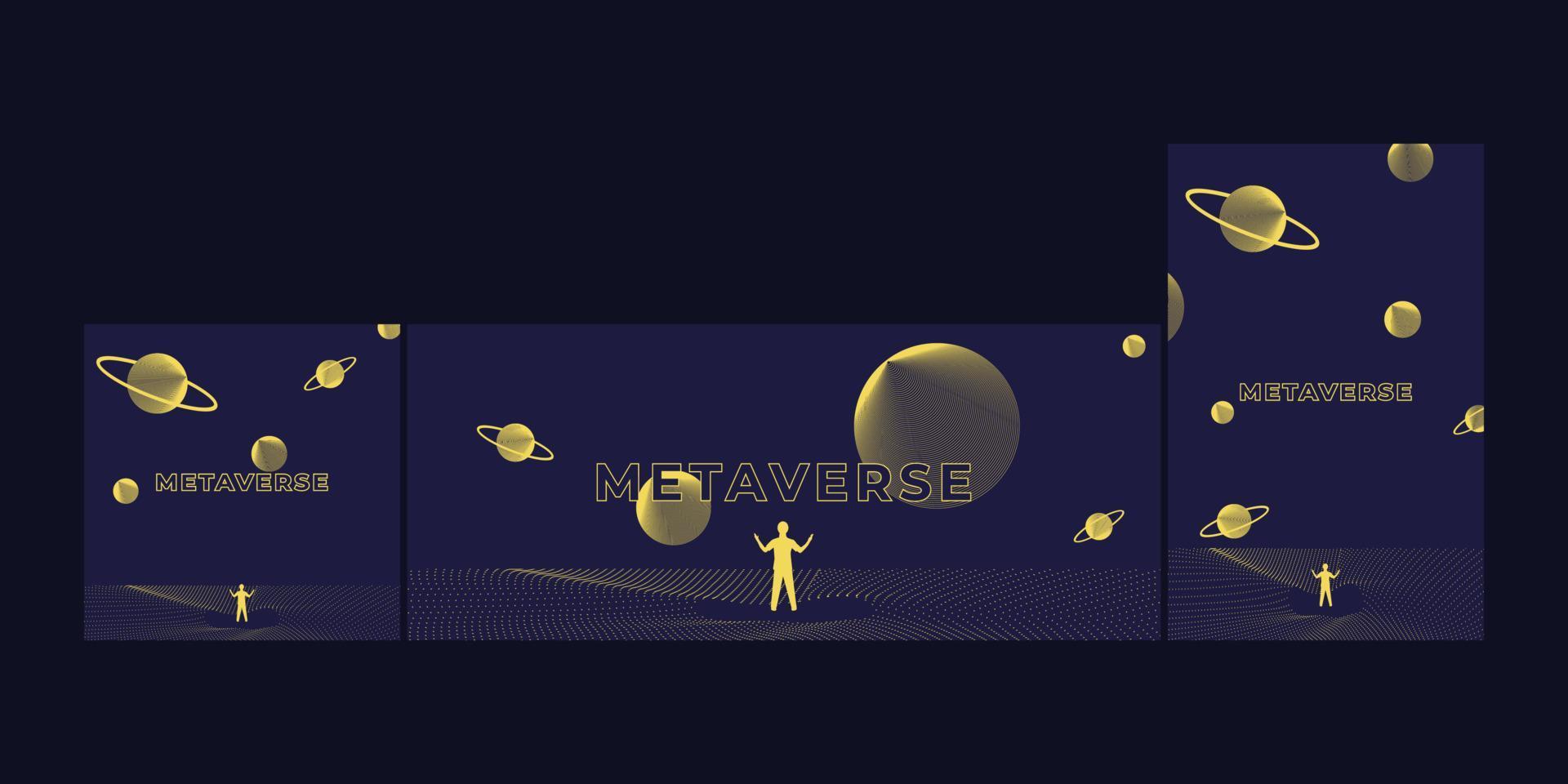 set of a businessman standing silhouette and Digital Contour curve dot and line and wave with wireframe. The concept for metaverse and VR technology vector