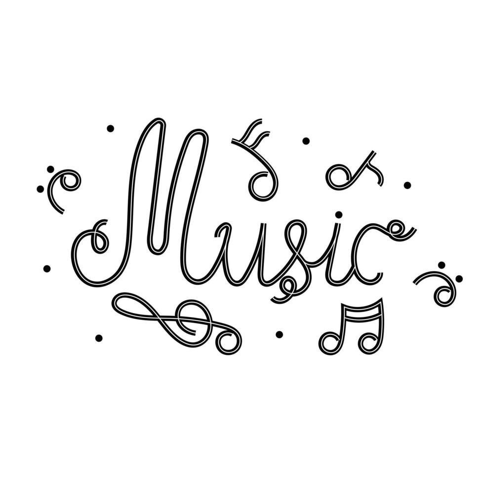 Black and white lettering music vector