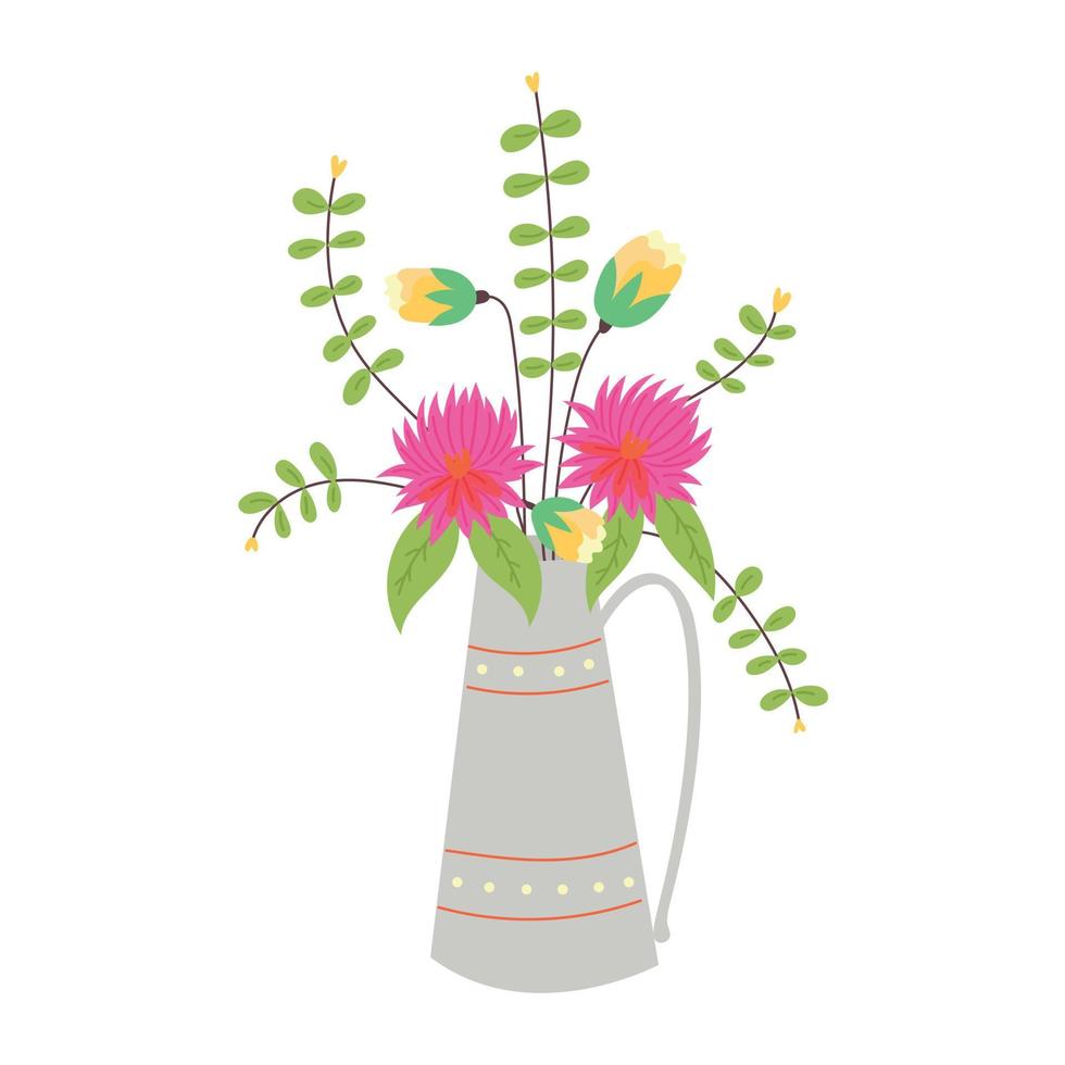 florero gris vectorial con flores vector