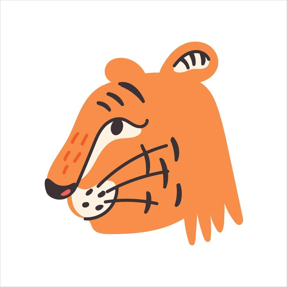 Head in full-face orange and black cute tiger vector