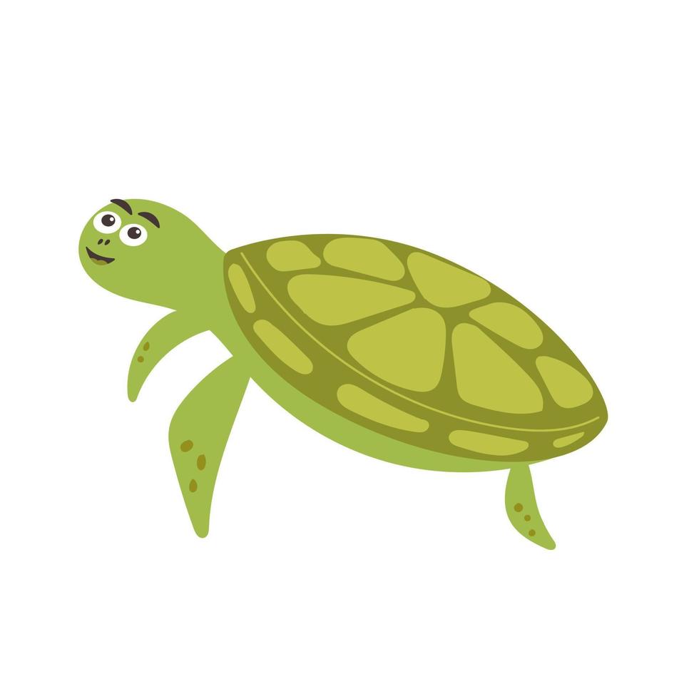 Funny smiling green turtle vector