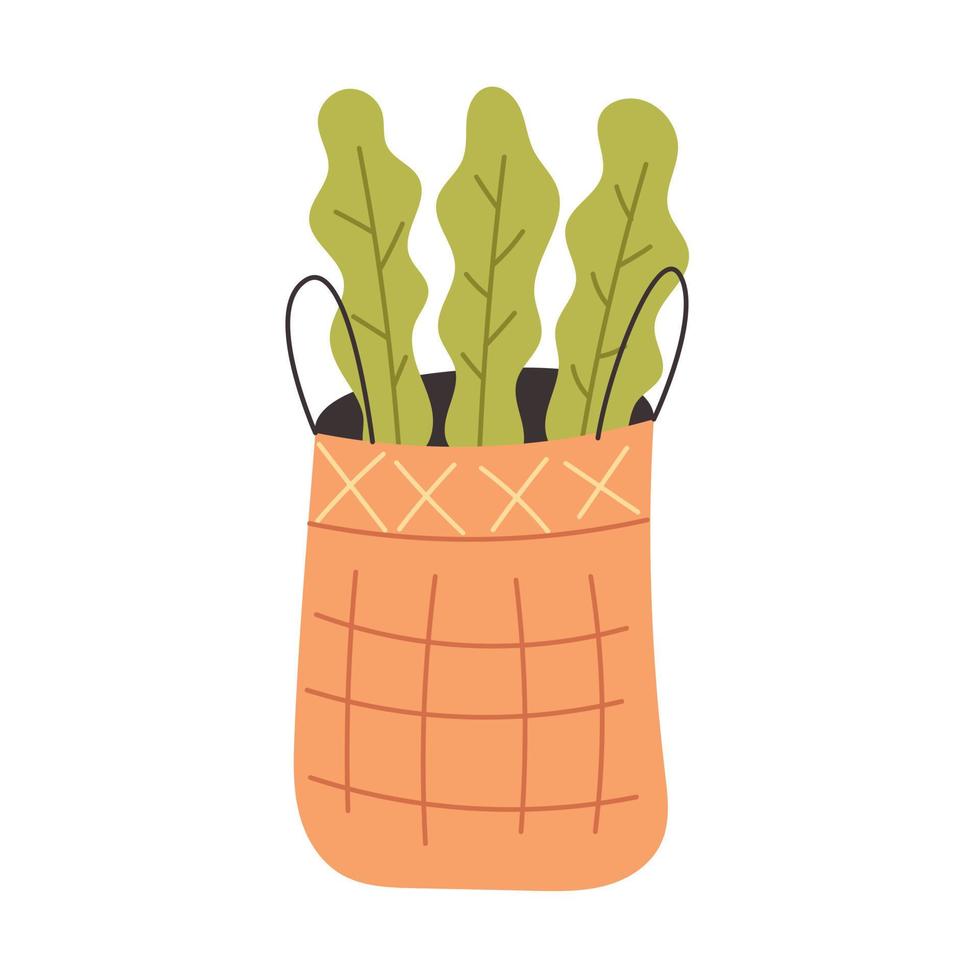 Basket green leaves vector