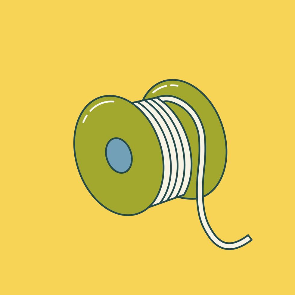 Coil of wire, thread, alloy, rope in a coil. Outline drawing. Flat style vector