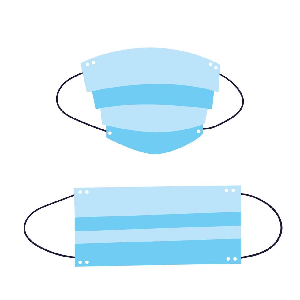 Medical mask when folded and unfolded vector