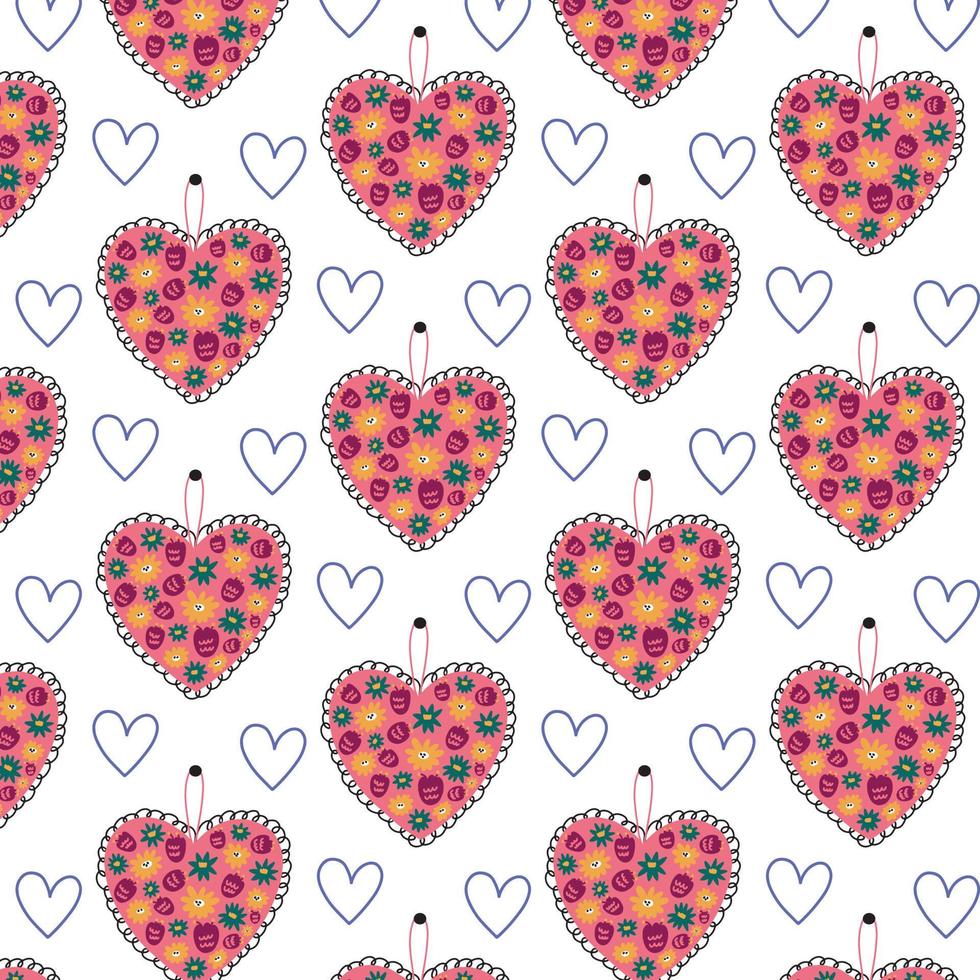 Seamless pattern floral heart vector