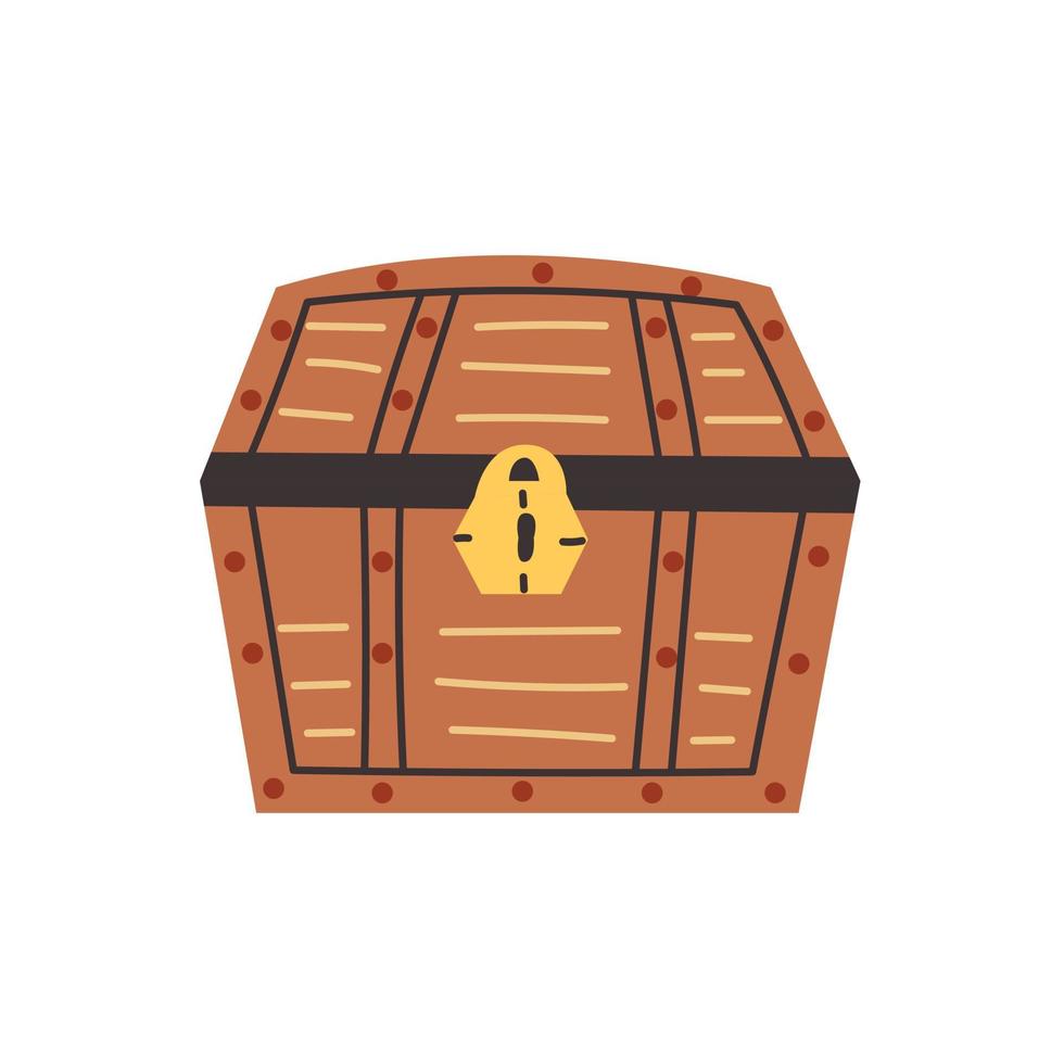 Wooden chest with lock vector