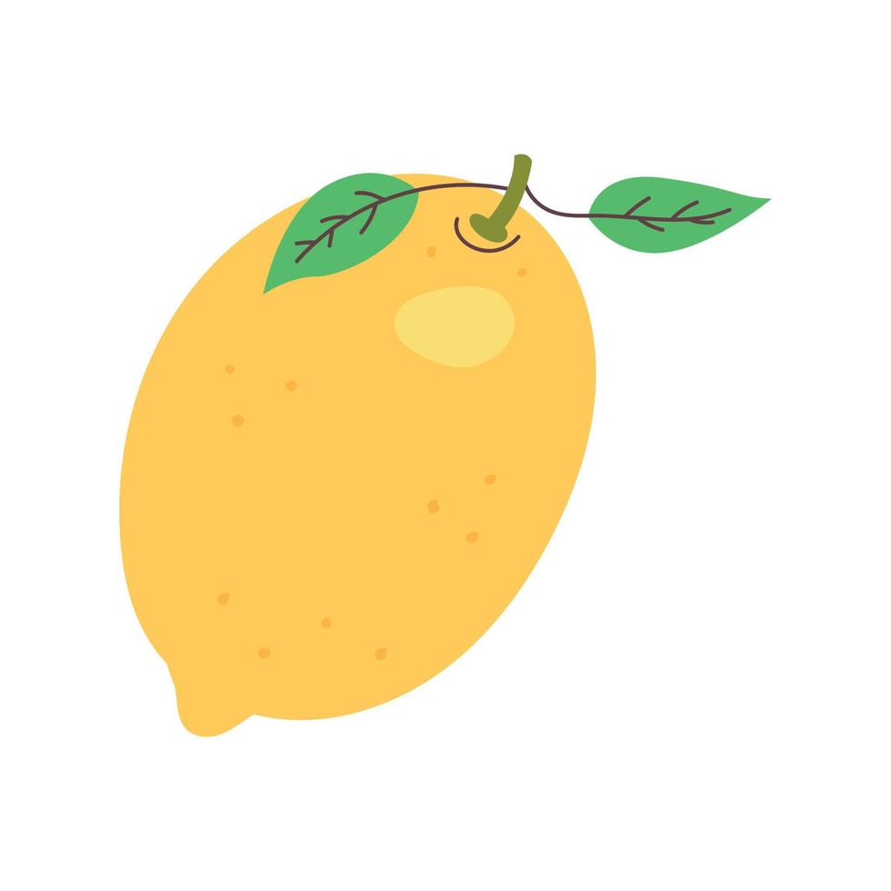 Vector yellow lemon with green leaf