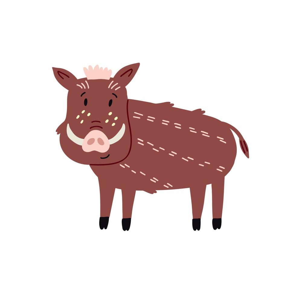 Cute boar doodle vector