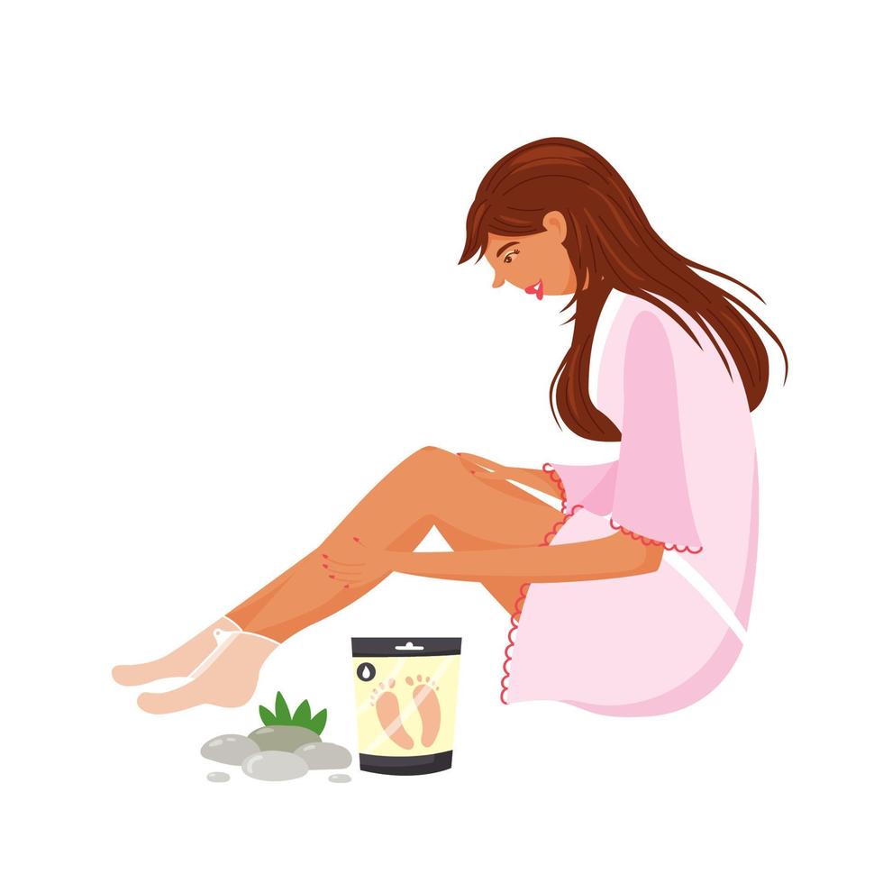 Girl doing spa foot care vector