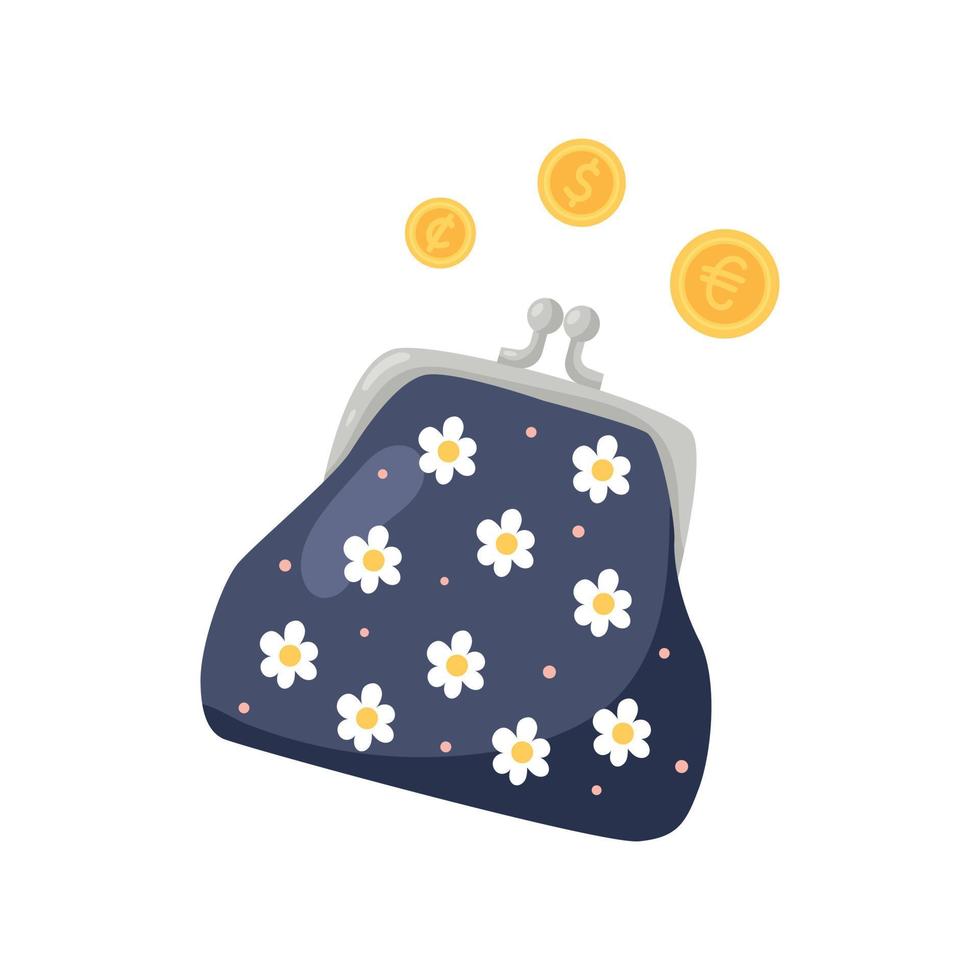 Coin purse doodle vector