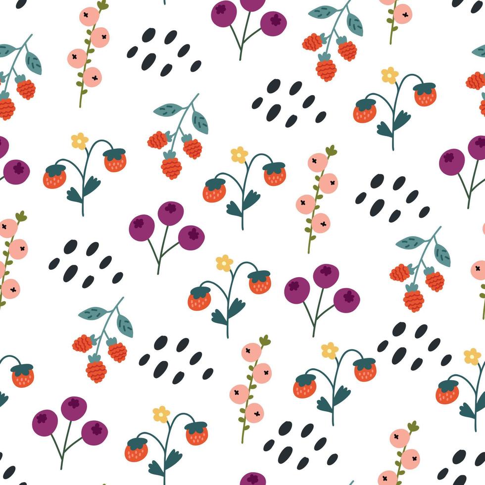 Seamless children pattern forest berries vector