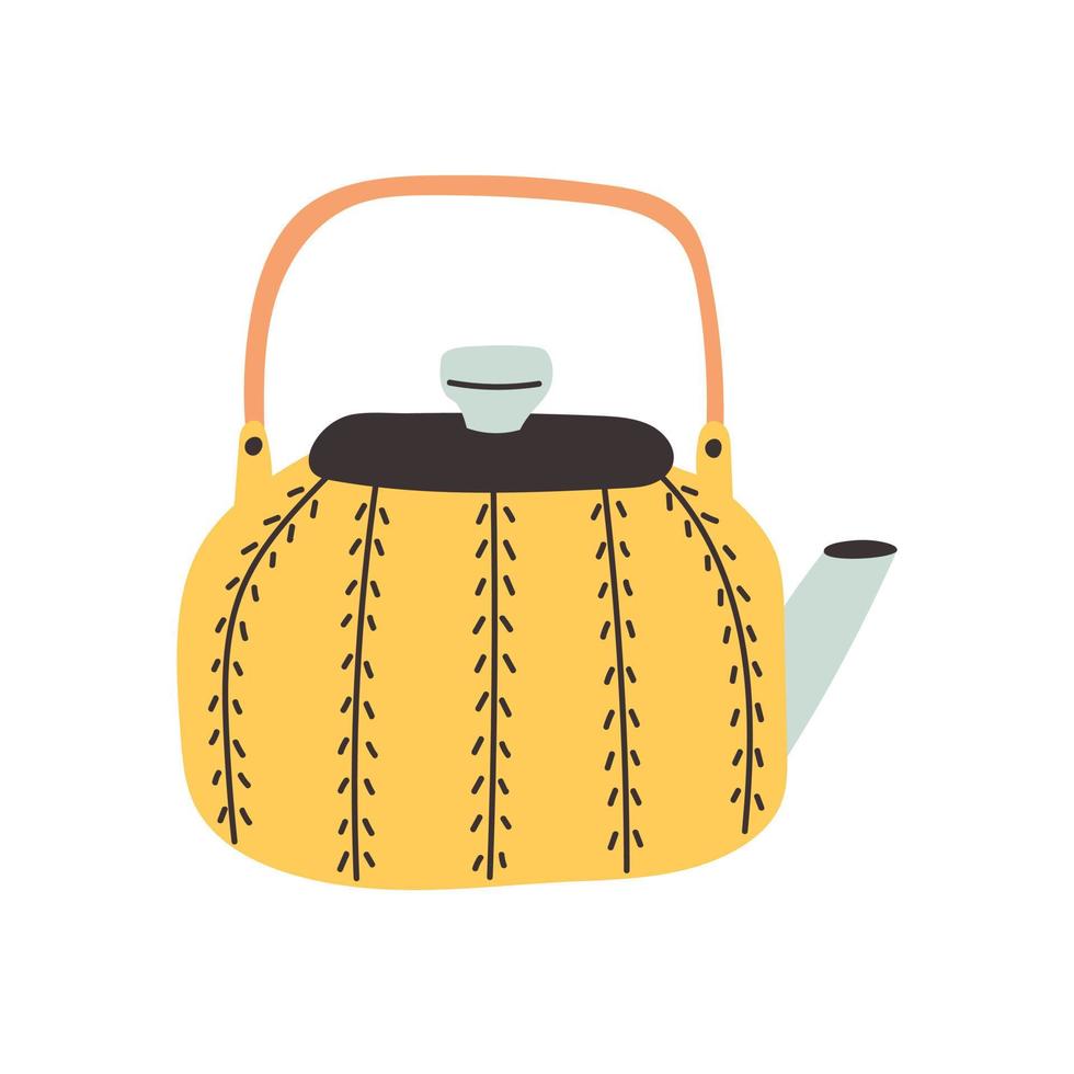 Ceramic modern kettle handle lid vector