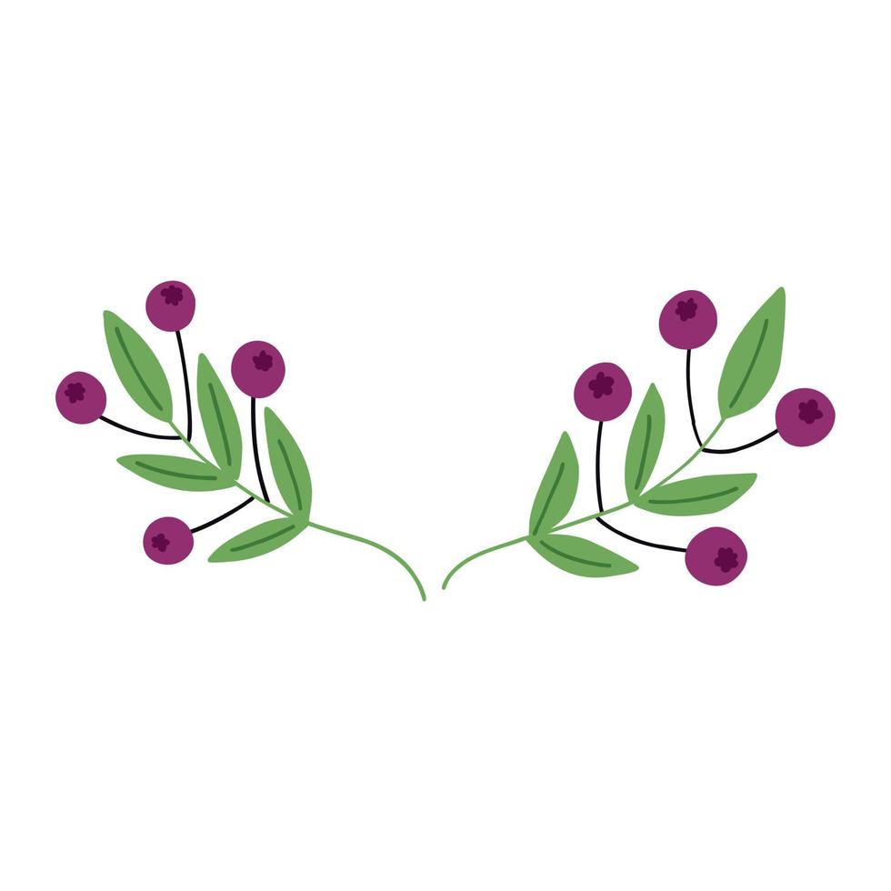 Frame of leaves and purple berries vector