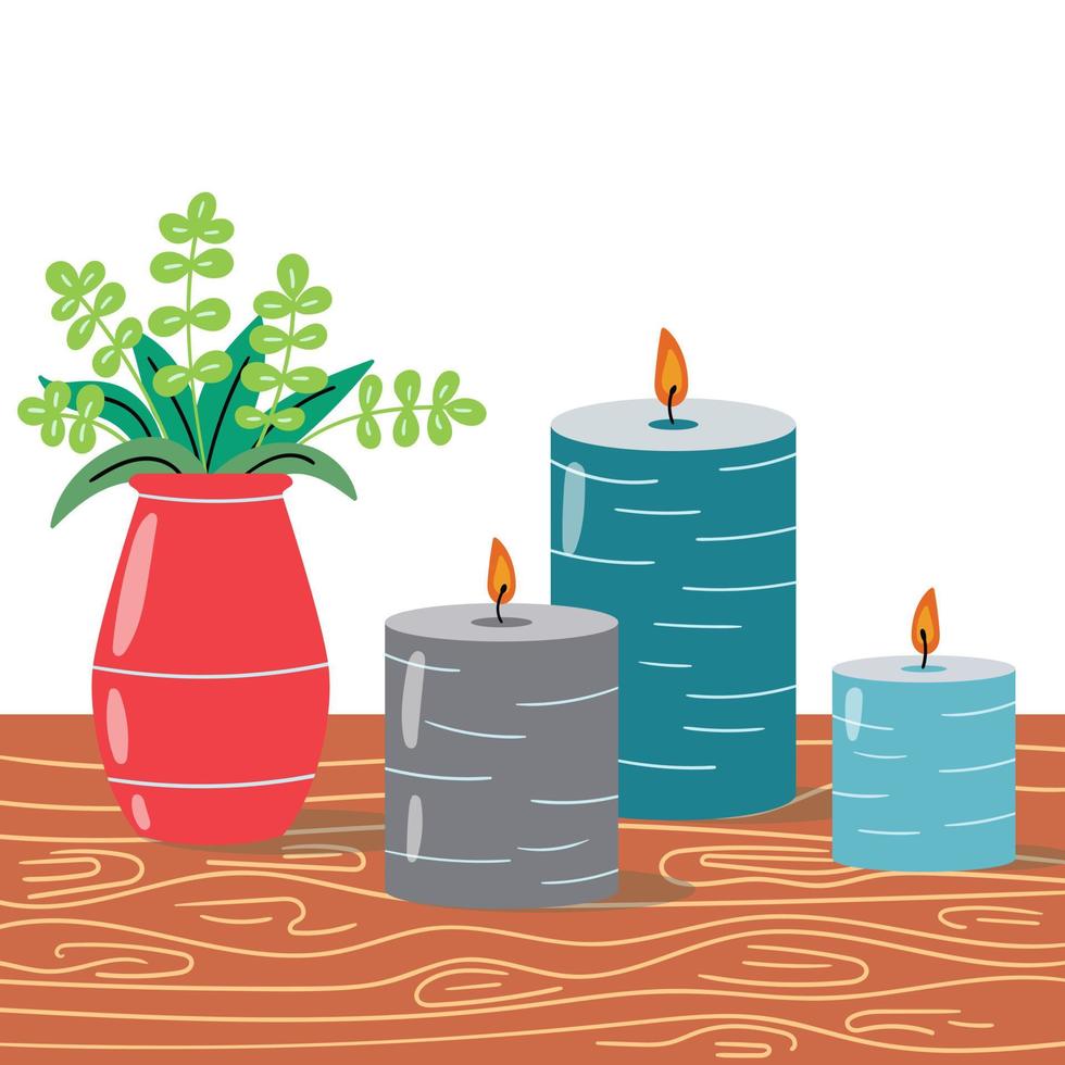 espacio acogedor con velas decorativas vector