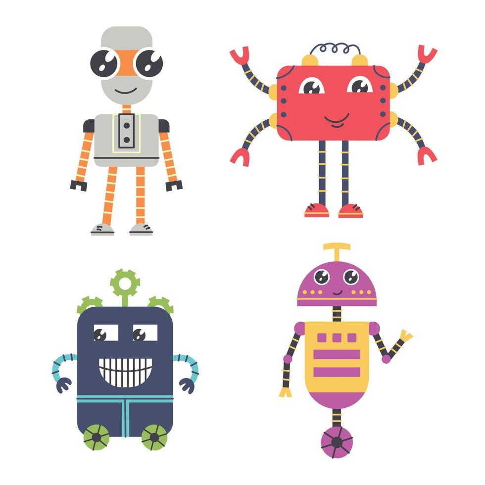 Cute robot characters vector