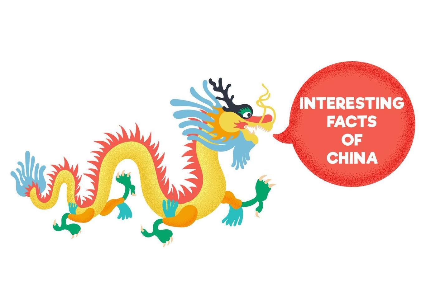 Interesting Facts of China. Chinese dragon is in dialogue vector