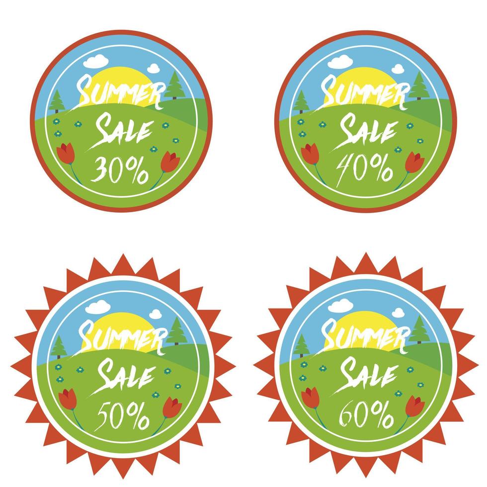 set of stickers summer sale vector