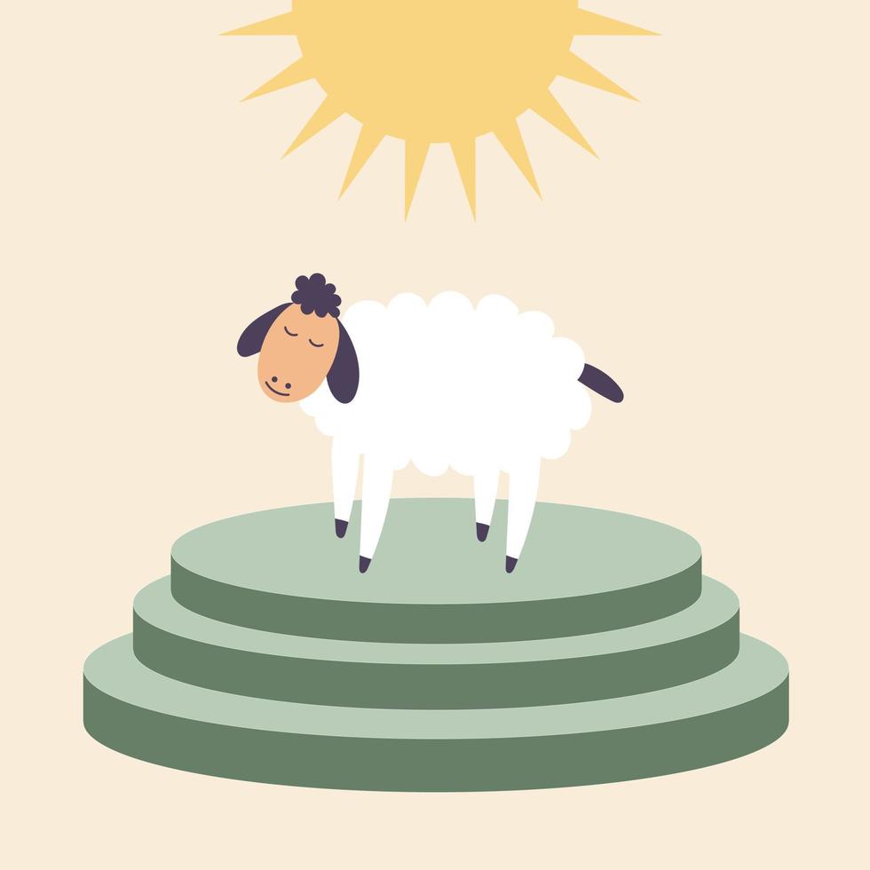 A sheep stands on the altar for sacrifices.  Brings in sacrifice pet. Worship of God vector