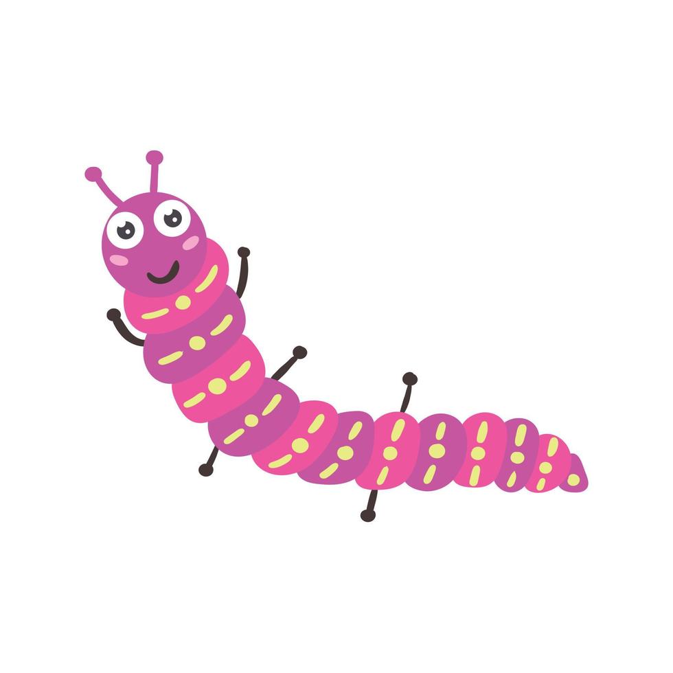 Vector cartoon insect cute caterpillar
