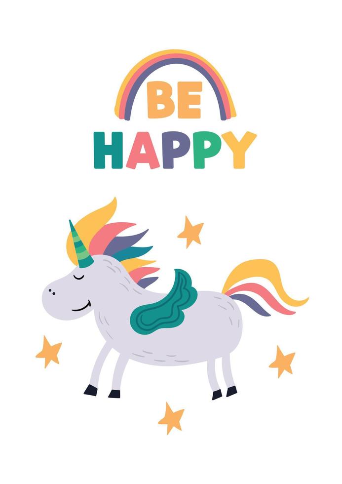 A happy smiling unicorn vector