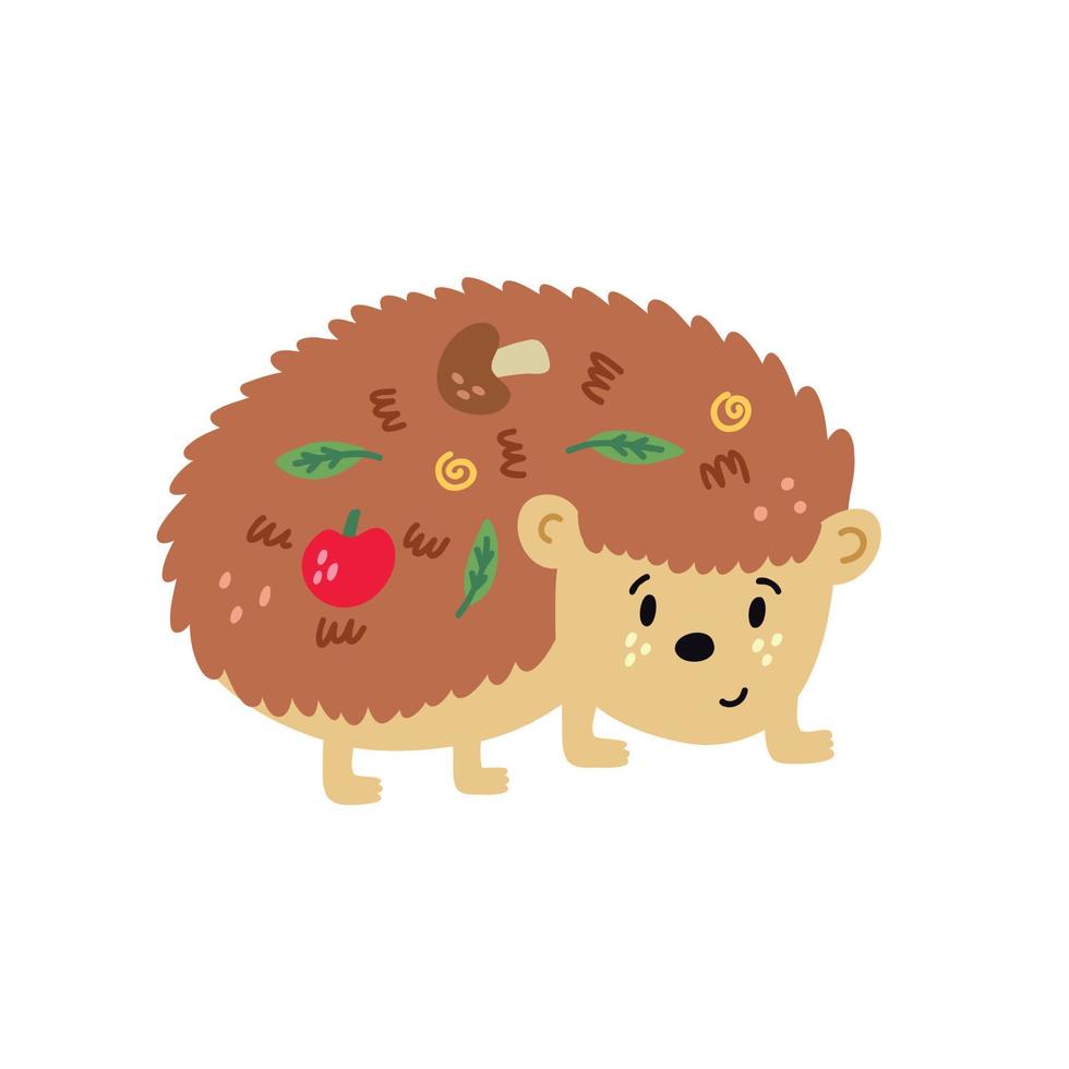 Cute hedgehog doodle vector