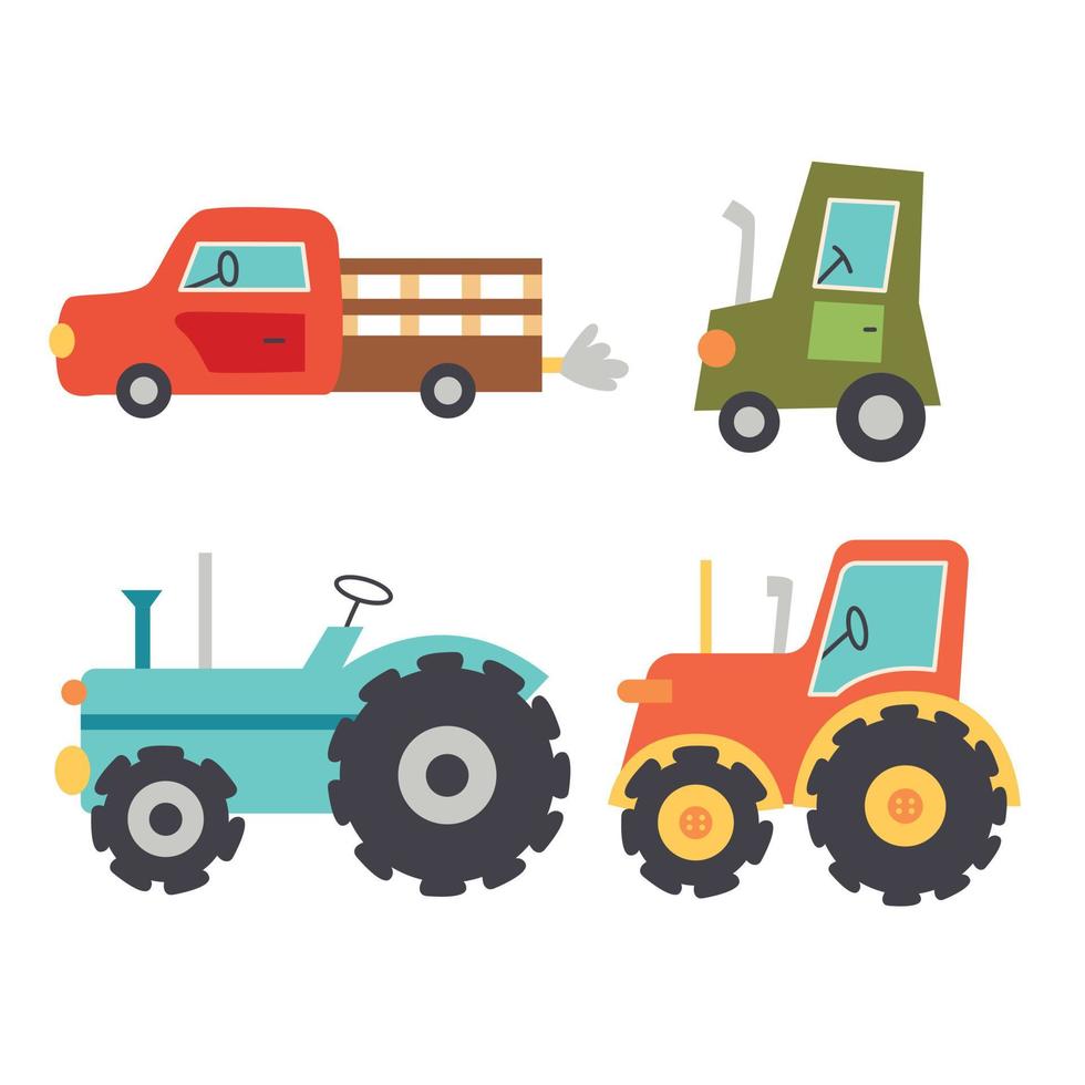 Set farm machines tractors vector