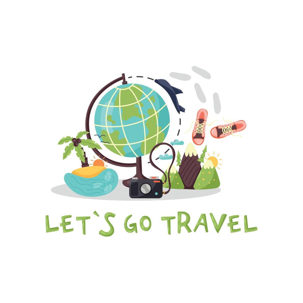 Banner let's go travel around the world vector