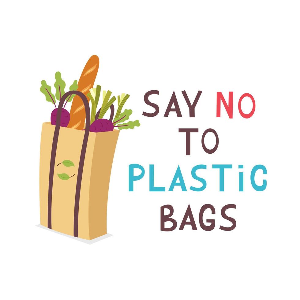 Eco Paper Grocery Shopping Bag vector