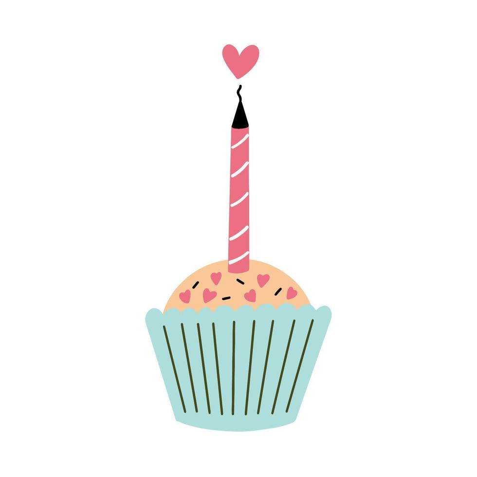 Cupcake with a heart candle vector