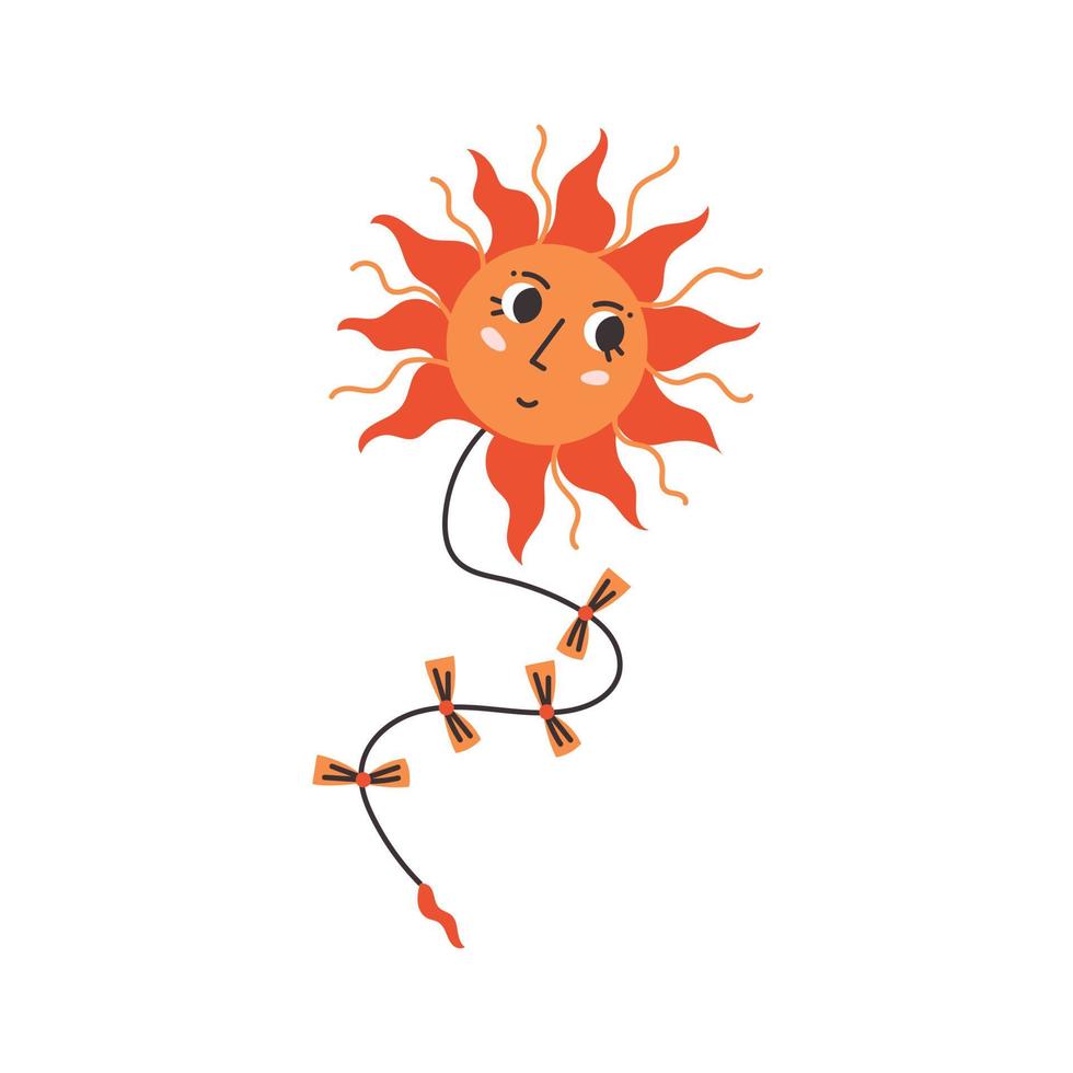 Kite sun doodle vector