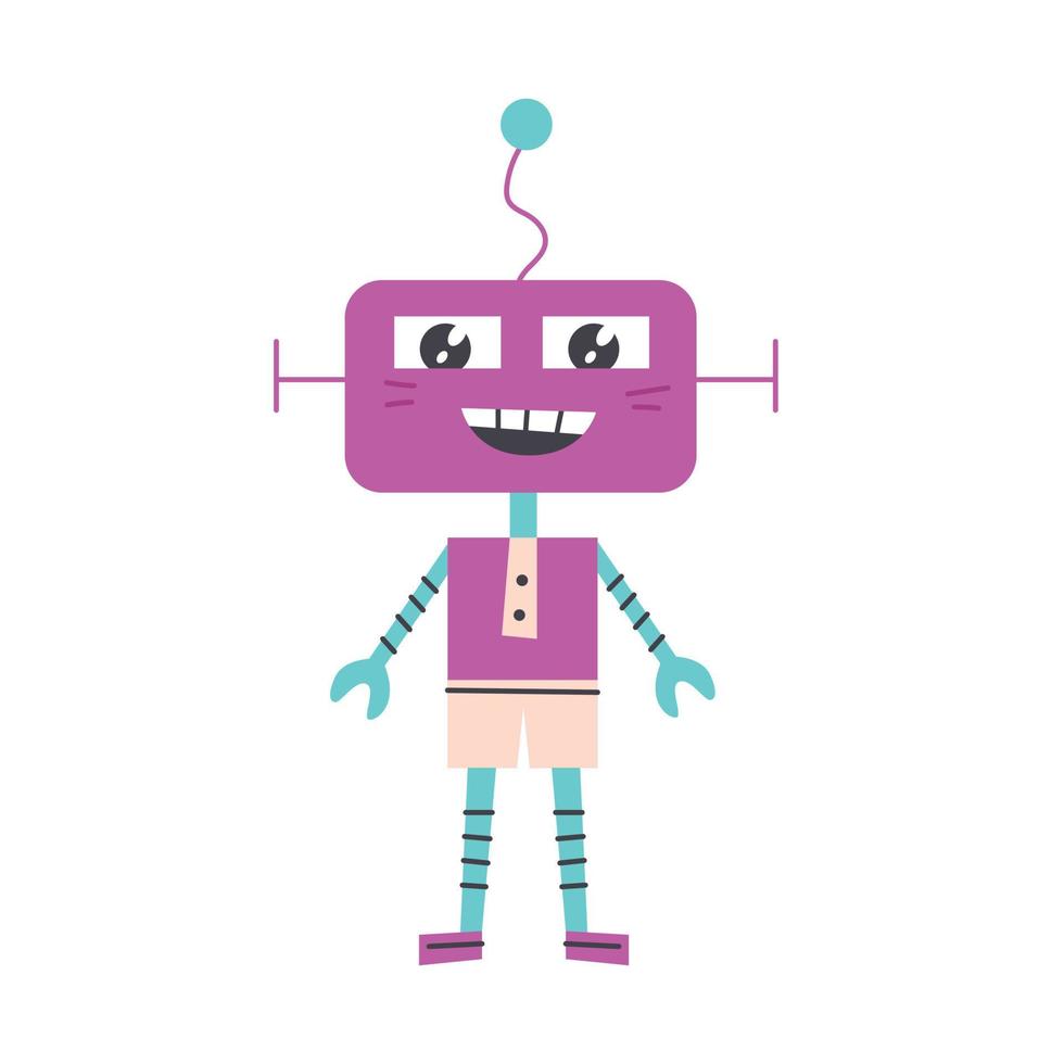 Purple alien robot character vector