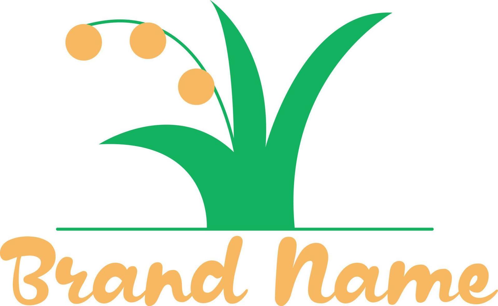 Vector logo with the image of summer fairy grass. Applicable for fairy tales, medicines, cosmetics and beauty. Colors green, orange