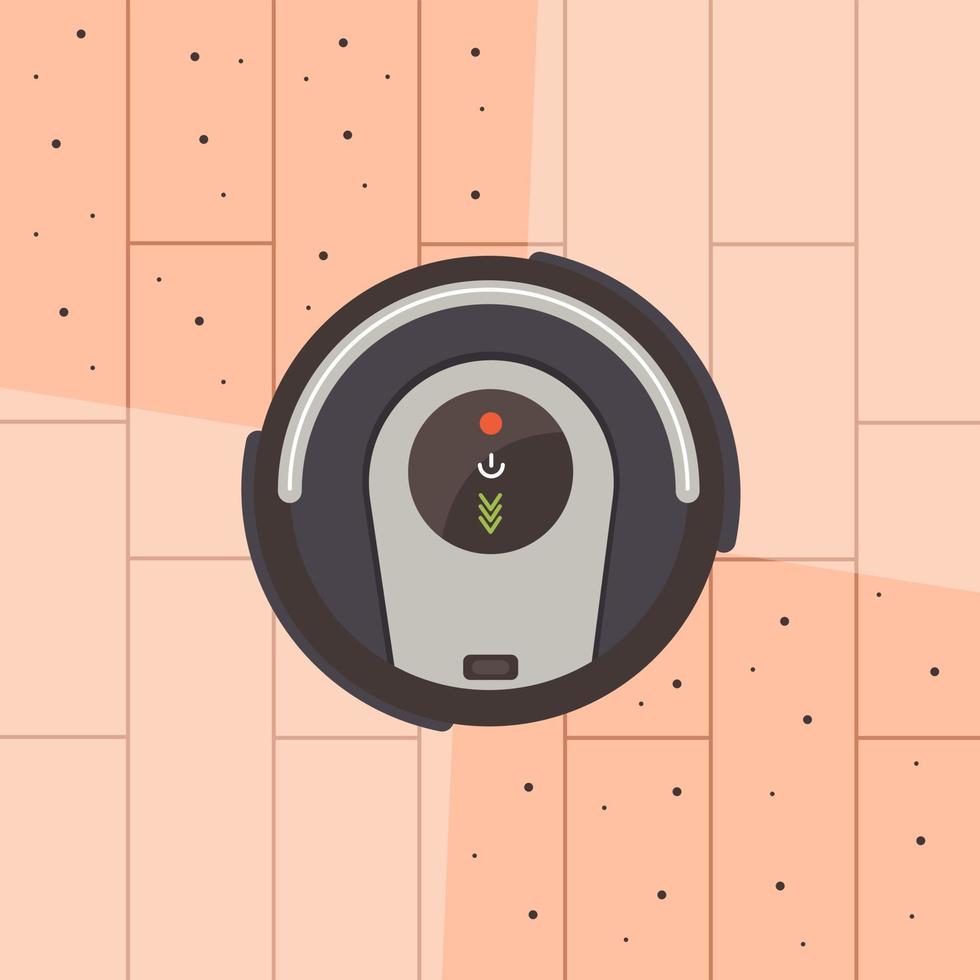 Robot vacuum cleaner top view cleans vector