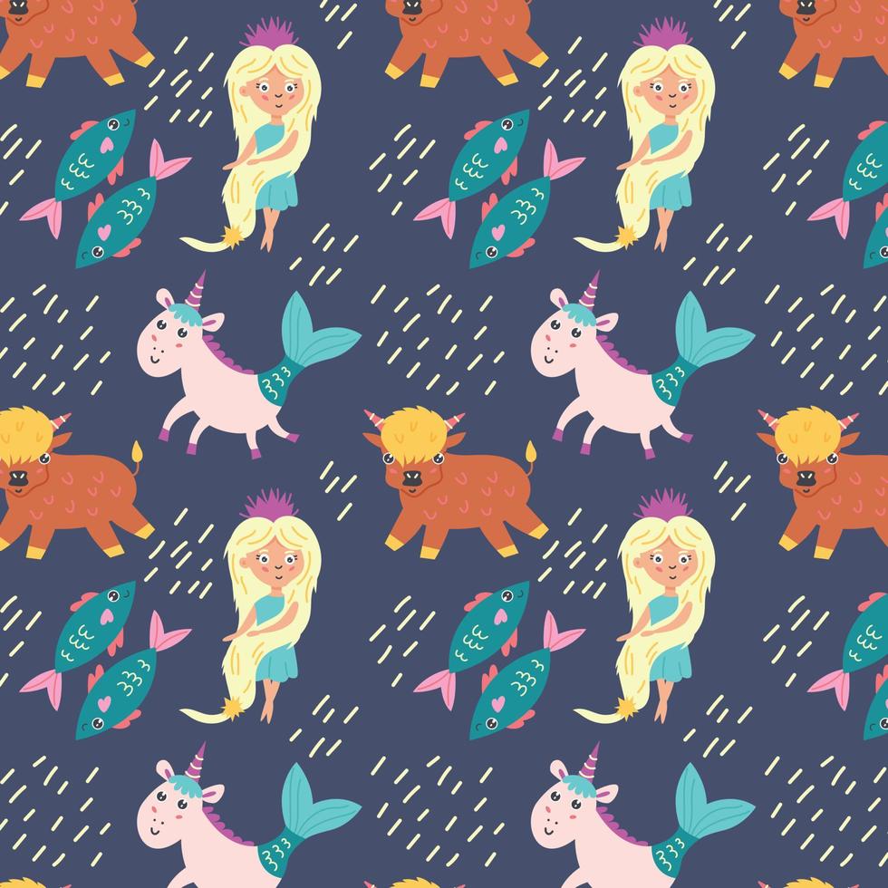 Seamless pattern with zodiac signs vector