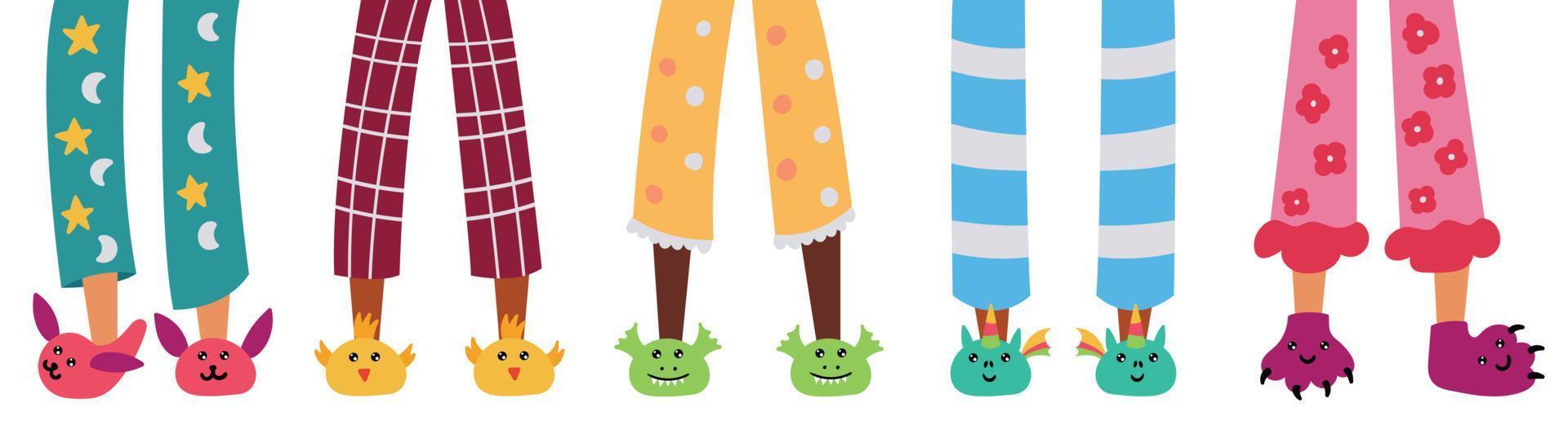 Set of children pajama slippers vector