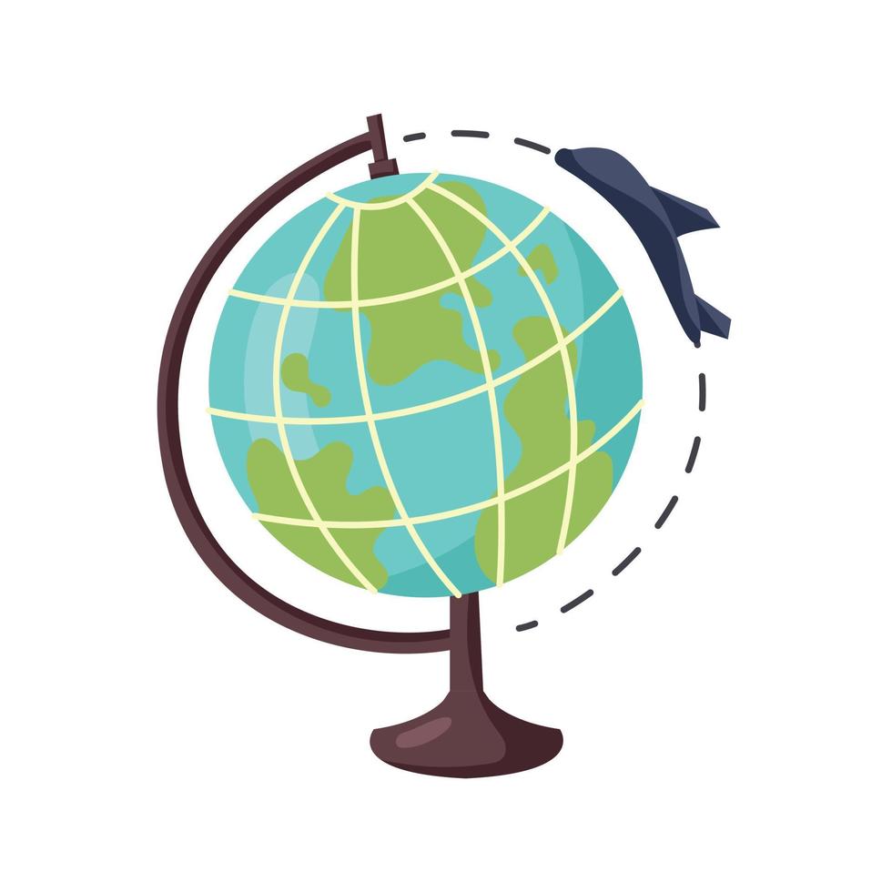 Vector globe with airplane