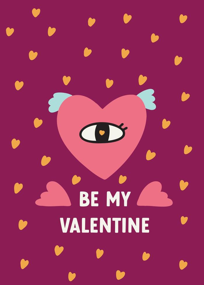 Valentine Day postcard be my valentine vector